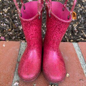 Sparkly pink rain boots
